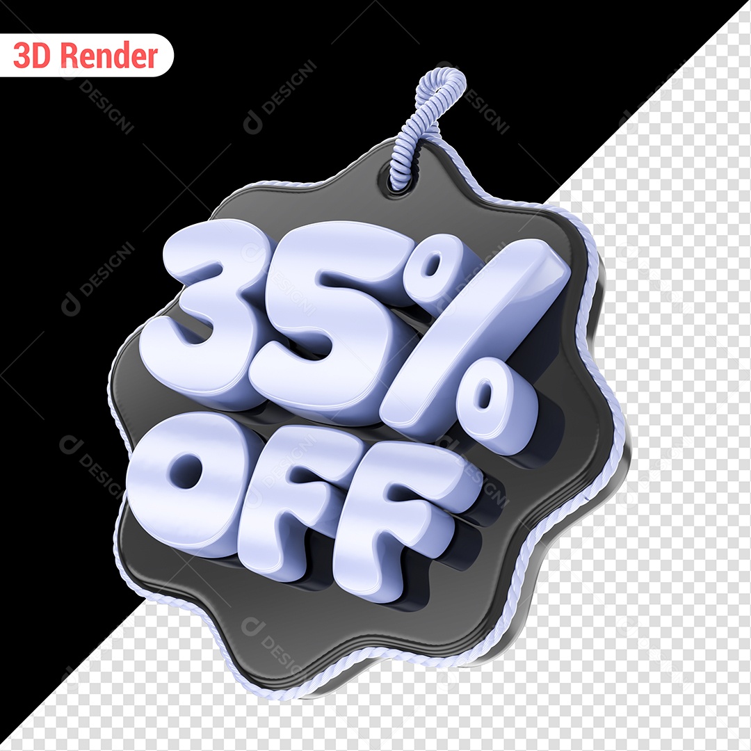Elemento 3D 35% Off Branco para Composição PSD