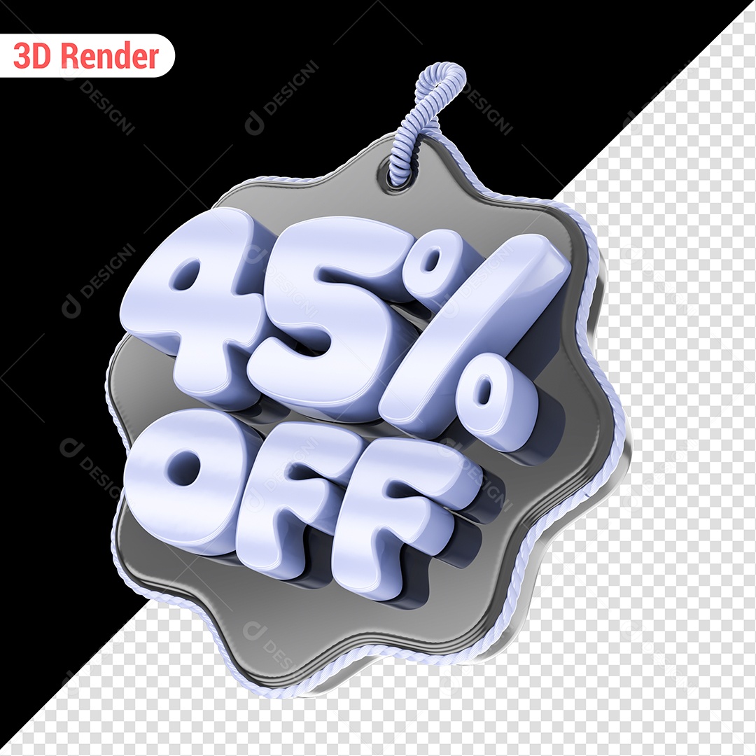 Elemento 3D 45% Off Branco para Composição PSD