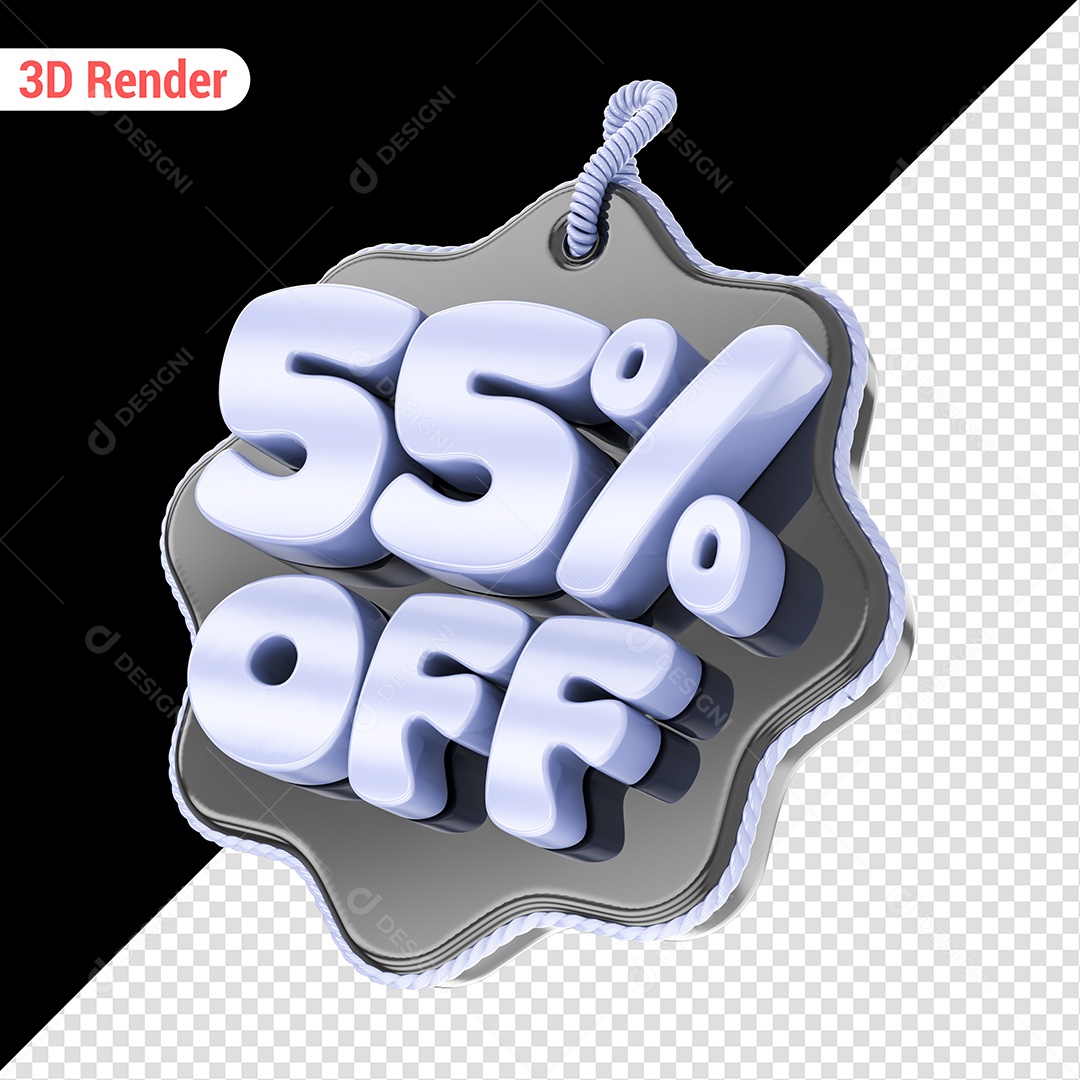 Elemento 3D 55% Off Branco para Composição PSD