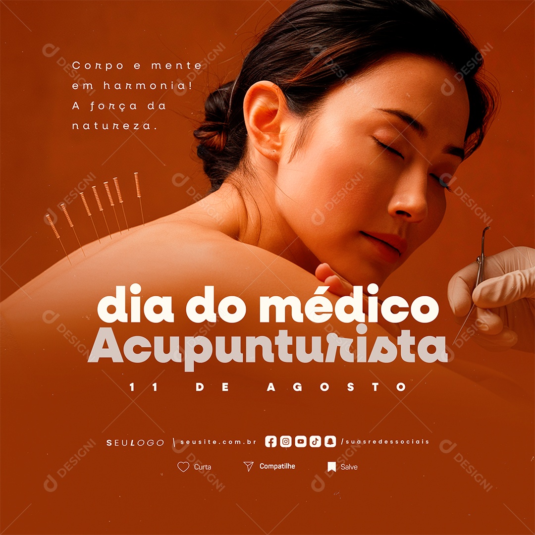 Dia do Médico Acupunturista 11 de Agosto Social Media PSD Editável