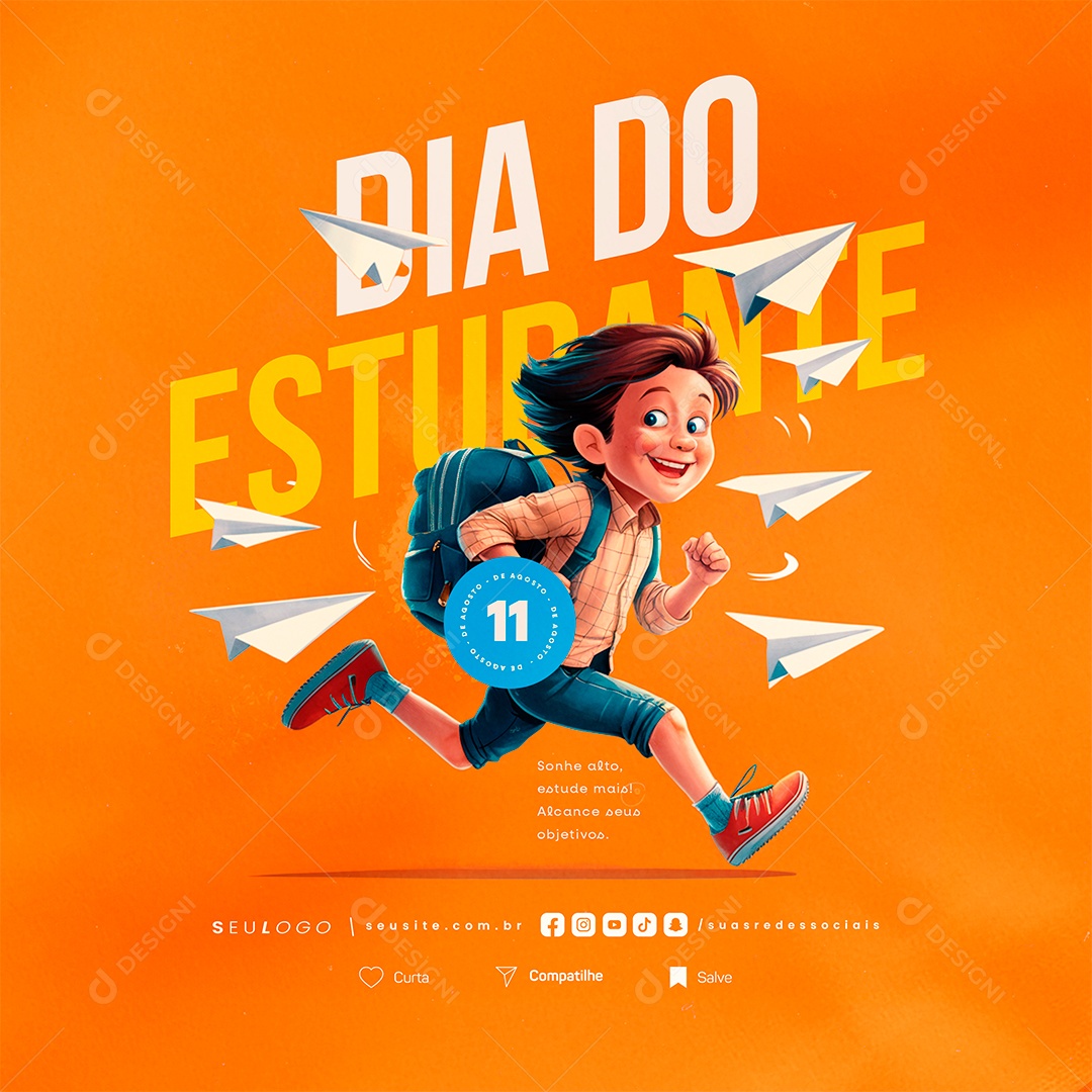 Social Media Dia Do Estudante 11 De Agosto PSD Editável