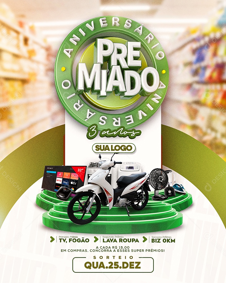 Aniversário Premiado Social Media PSD Editável