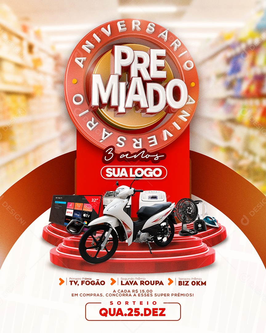 Aniversário Premiado Social Media PSD Editável