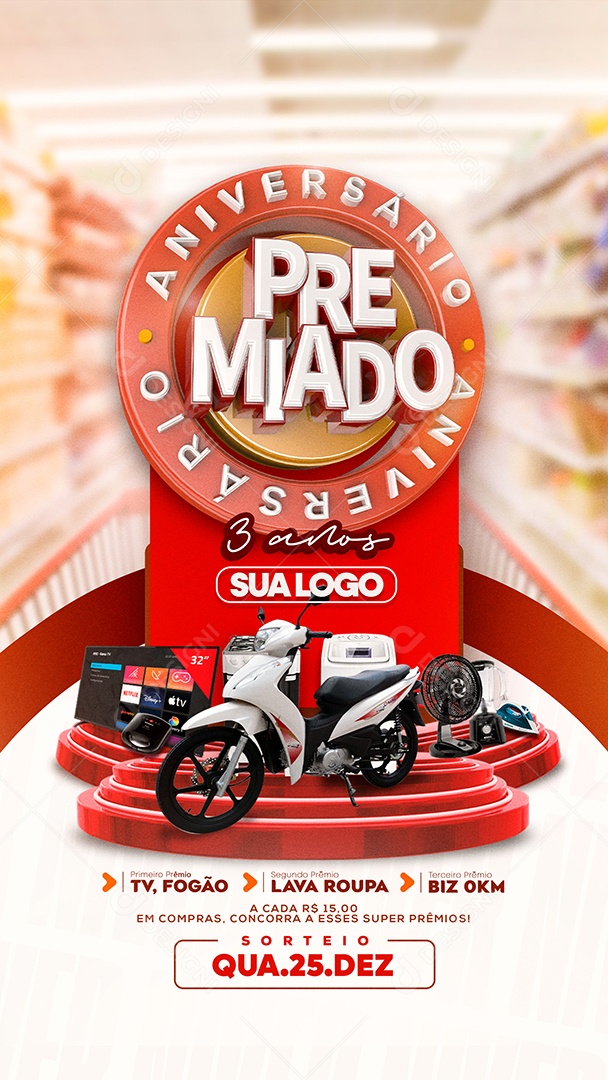 Aniversário Premiado Social Media PSD Editável