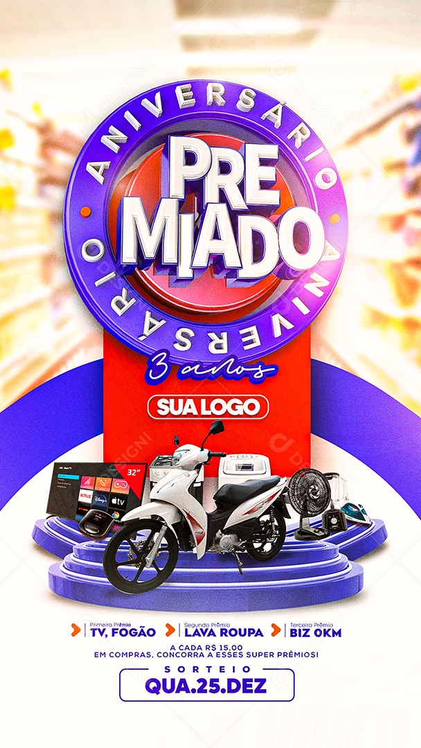 Aniversário Premiado Social Media PSD Editável