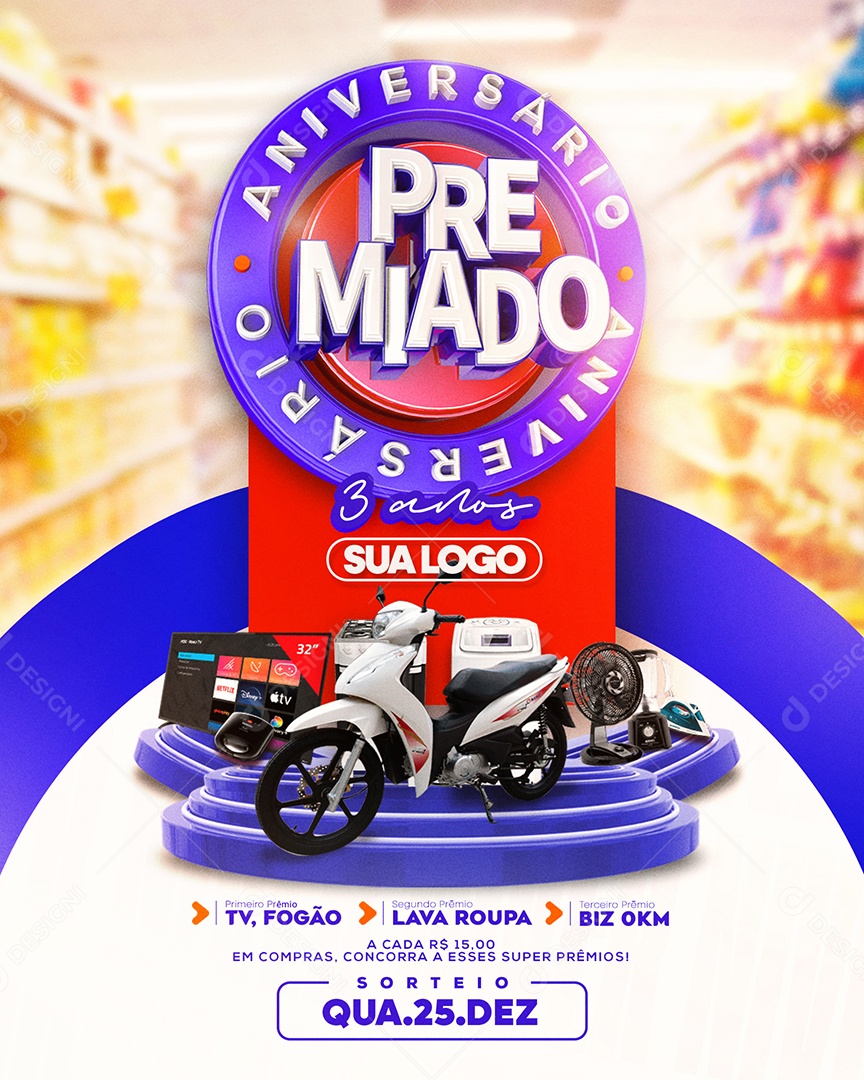 Aniversário Premiado Social Media PSD Editável