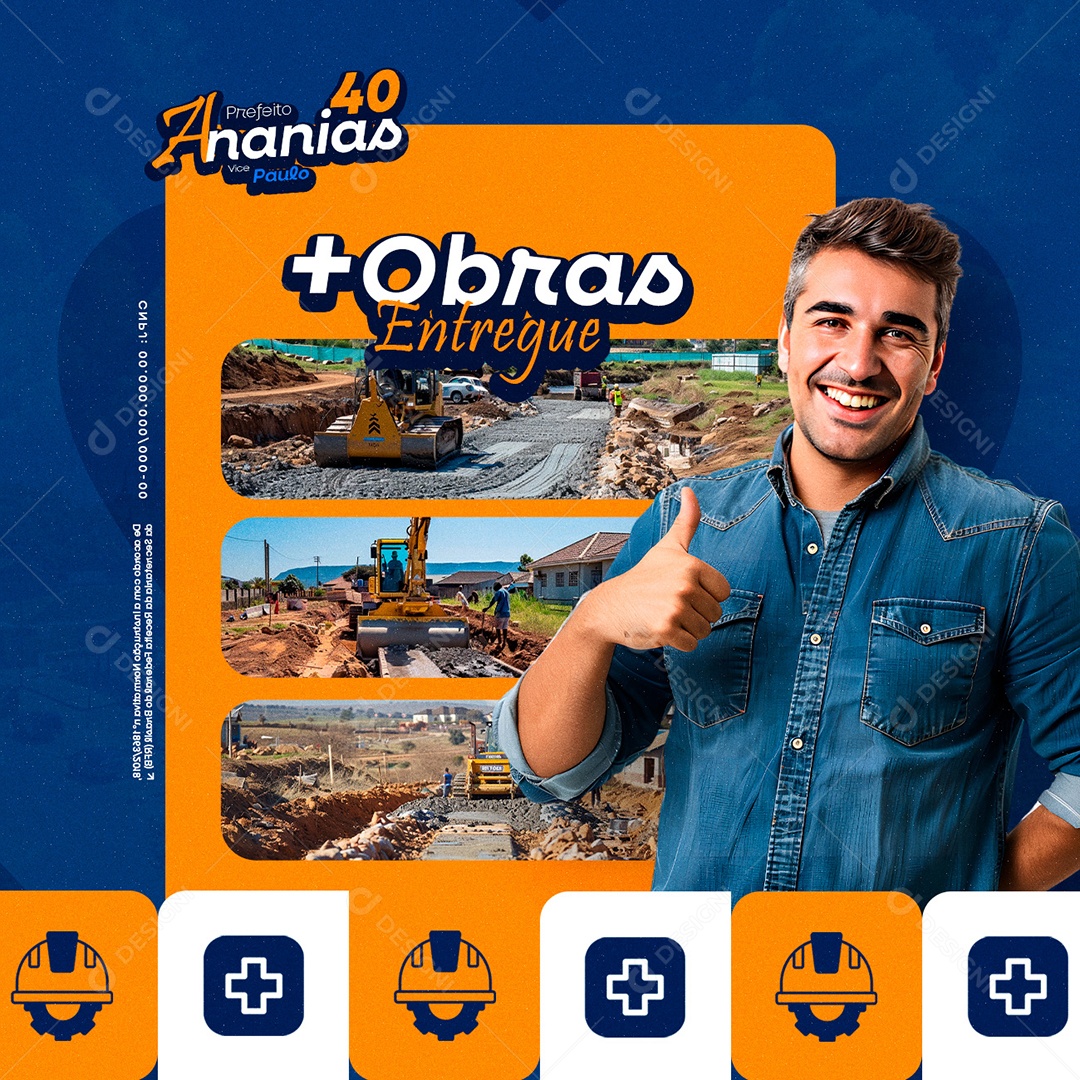 Política Prefeito Ananias Obras Social Media PSD Editável