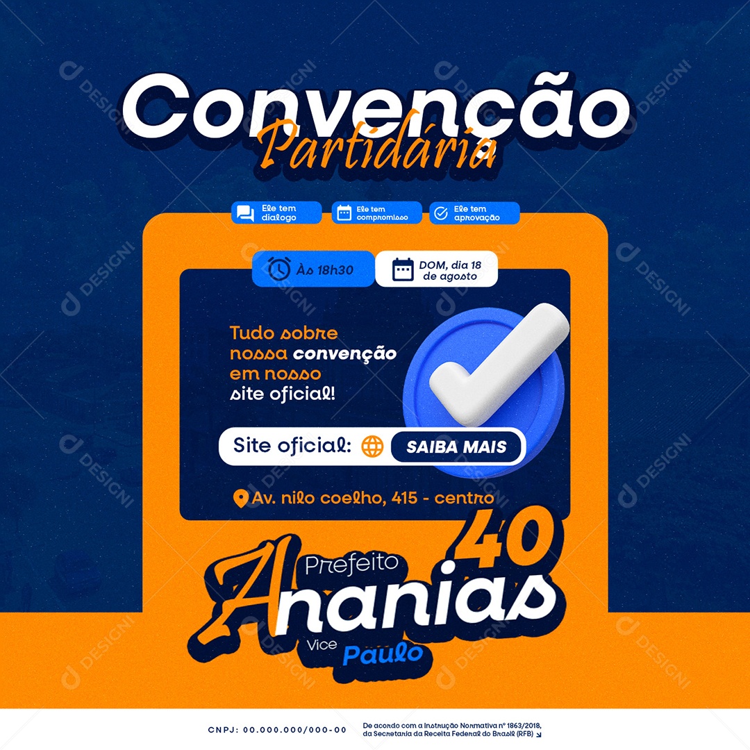 Política Convenção Partidária Social Media PSD Editável