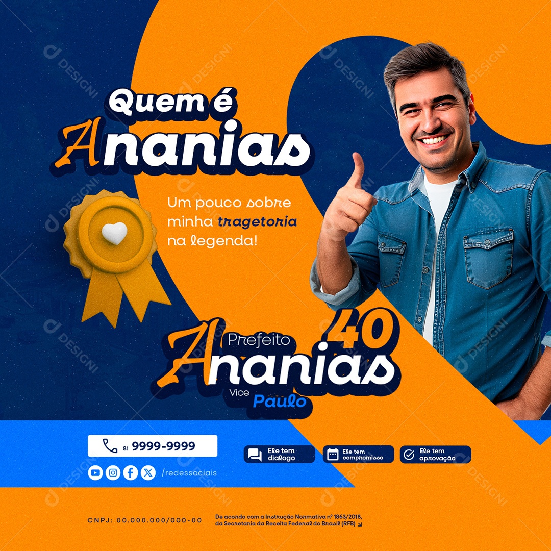 Política Quem é Ananias Social Media PSD Editável