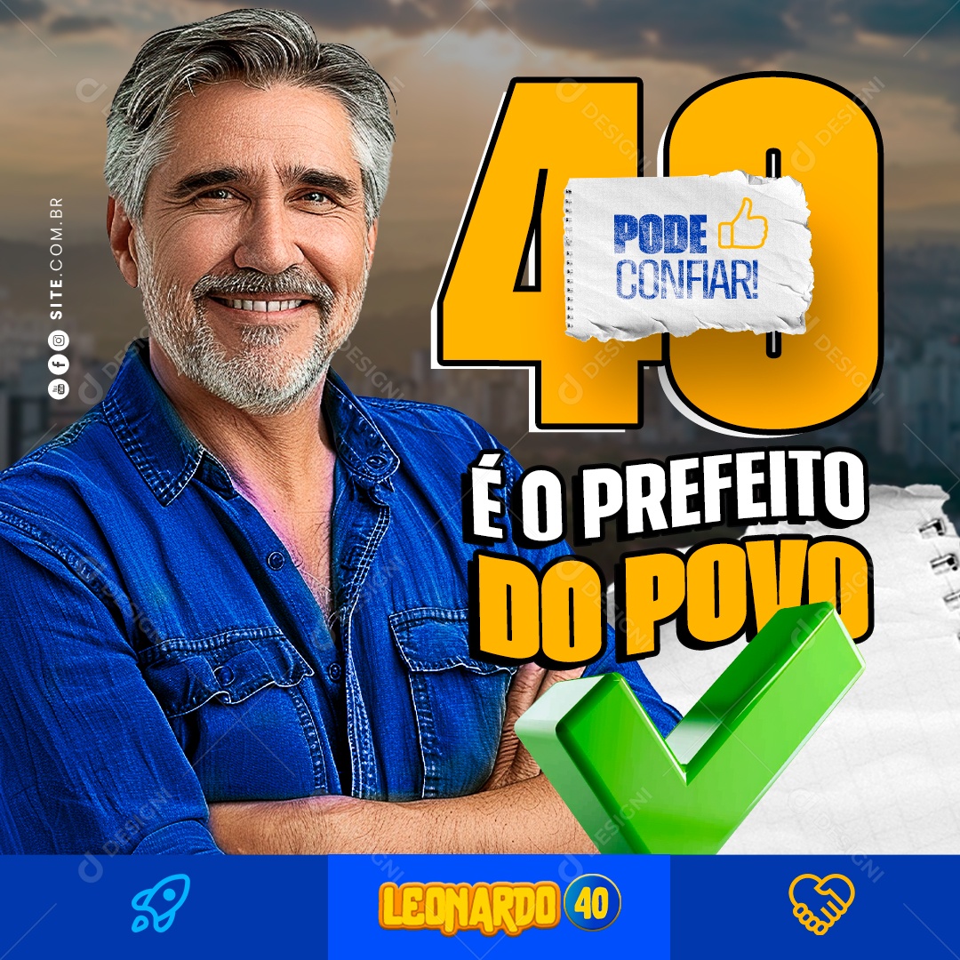 Política Leonardo é o Prefeito do Povo Social Media PSD Editável