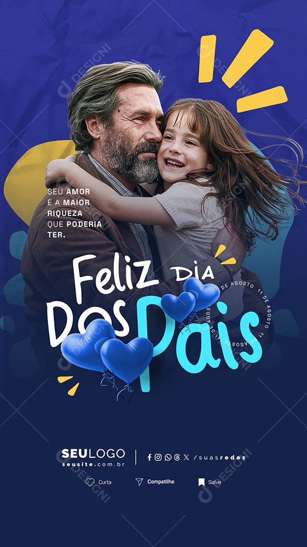 Story Feliz Dia Dos Pais 11 de Agosto Social Media PSD Editável
