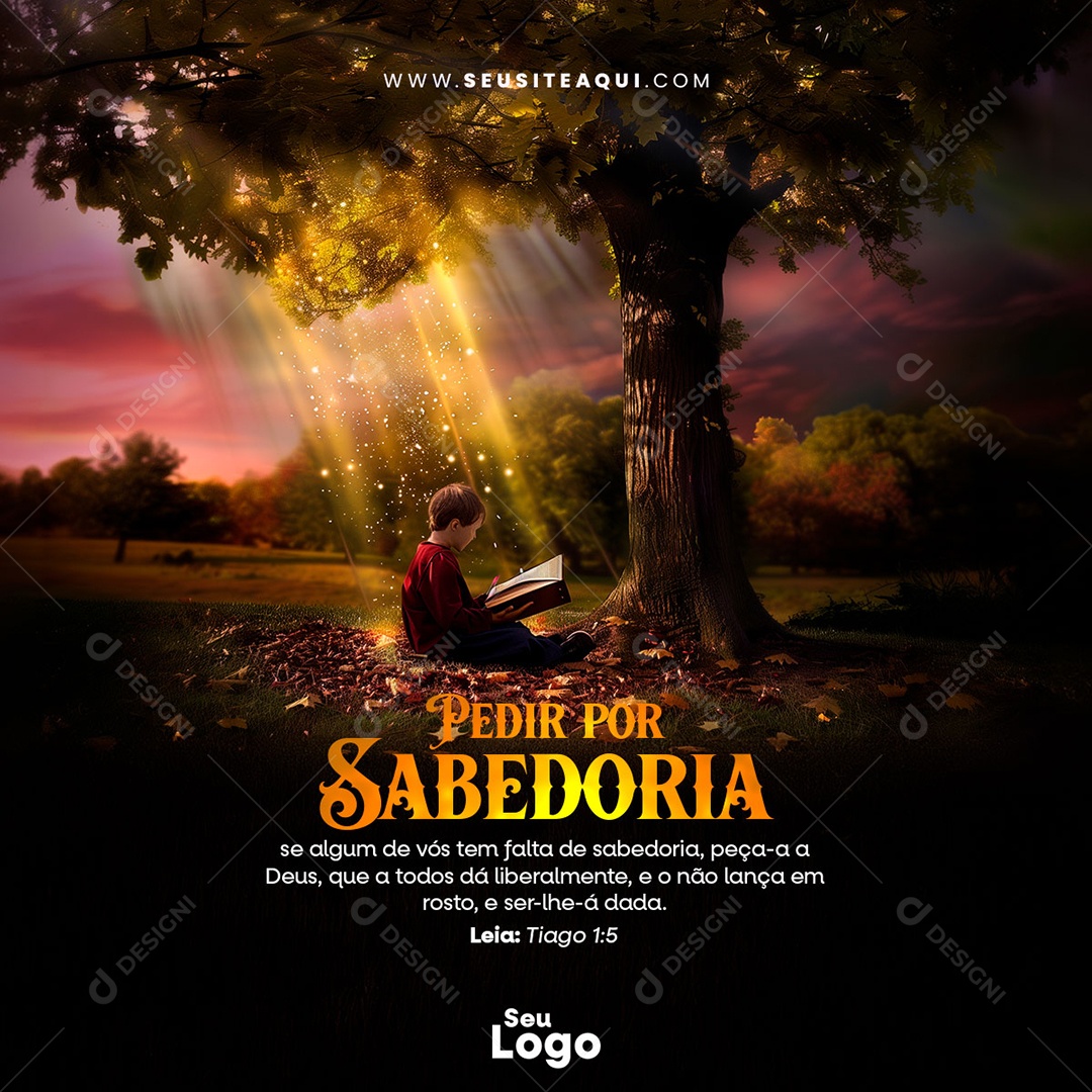 Feed Frase Motivacional Bíblica Social Media PSD Editável