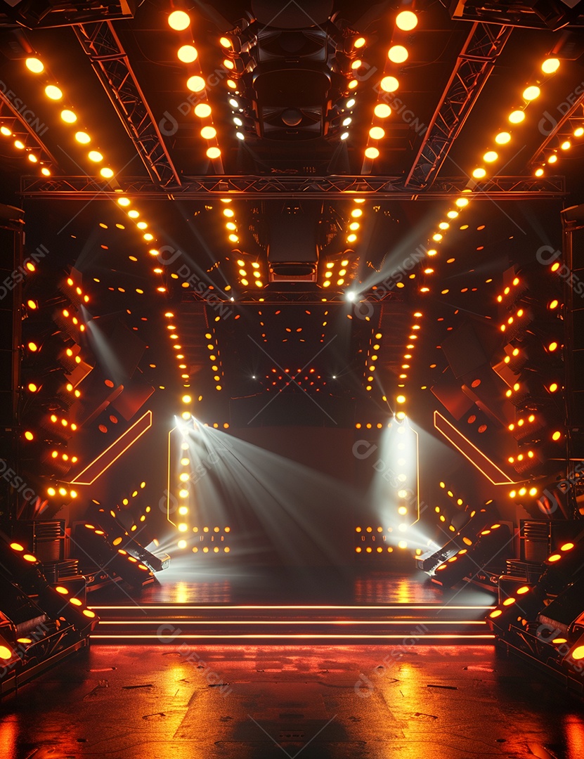 Cenário futurístico sobre fundo com luzes de led 3D