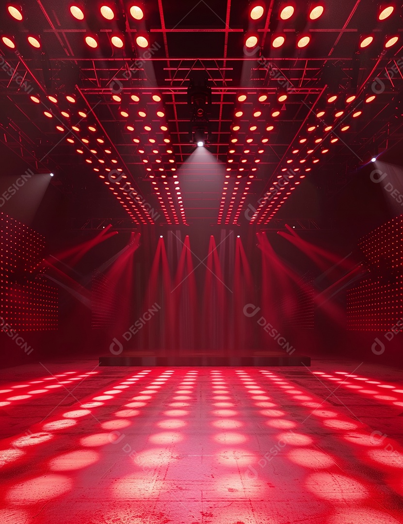 Cenário futurístico sobre fundo com luzes de led