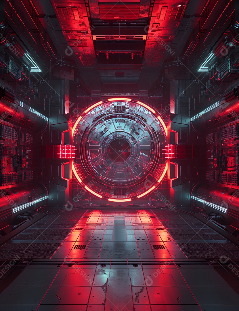 Cenário futurístico luzes coloridas de led