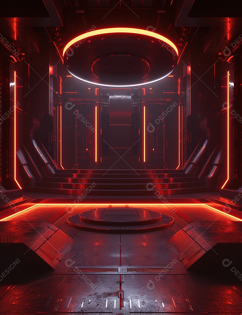 Cenário futurístico luzes coloridas de led