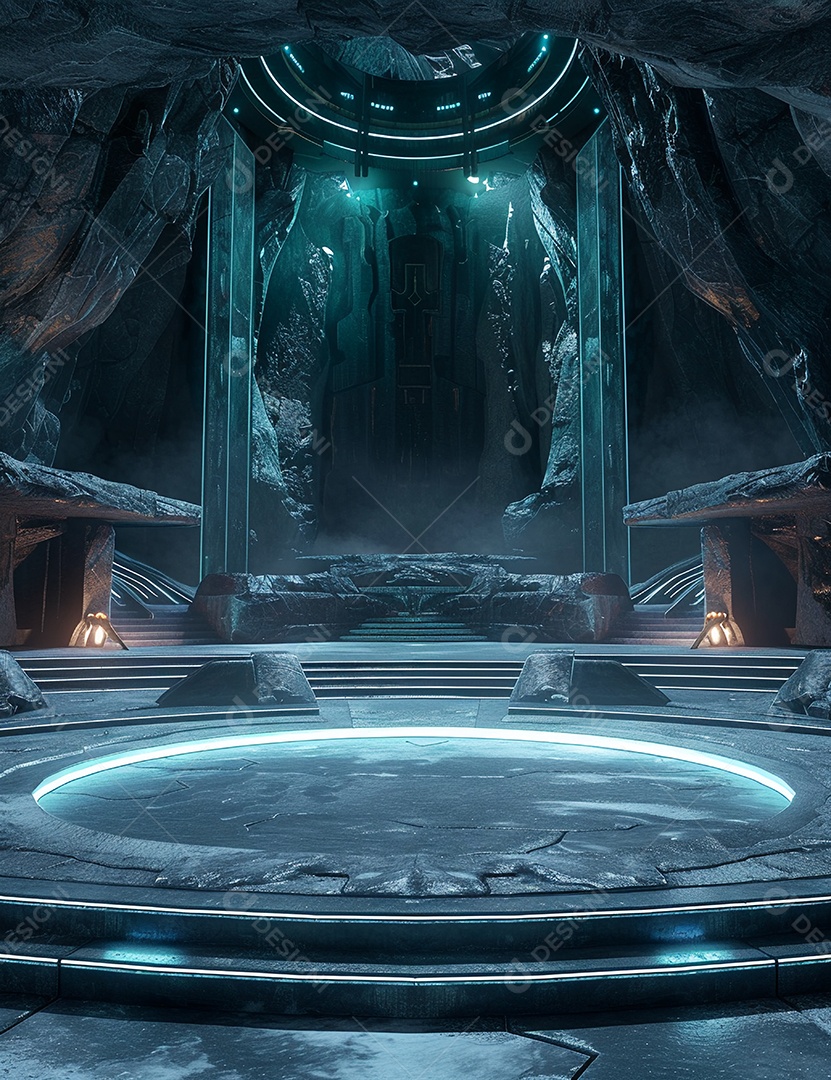 Cenário futurístico luzes coloridas de led