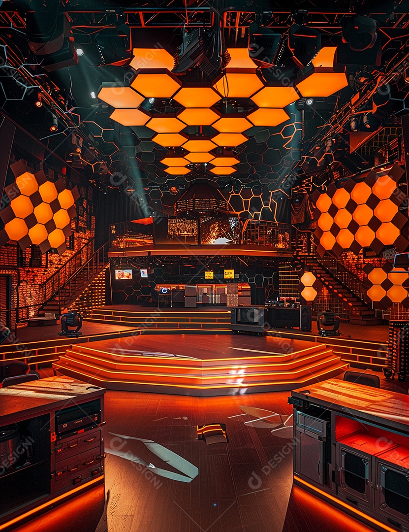 Cenário futurístico luzes coloridas de led