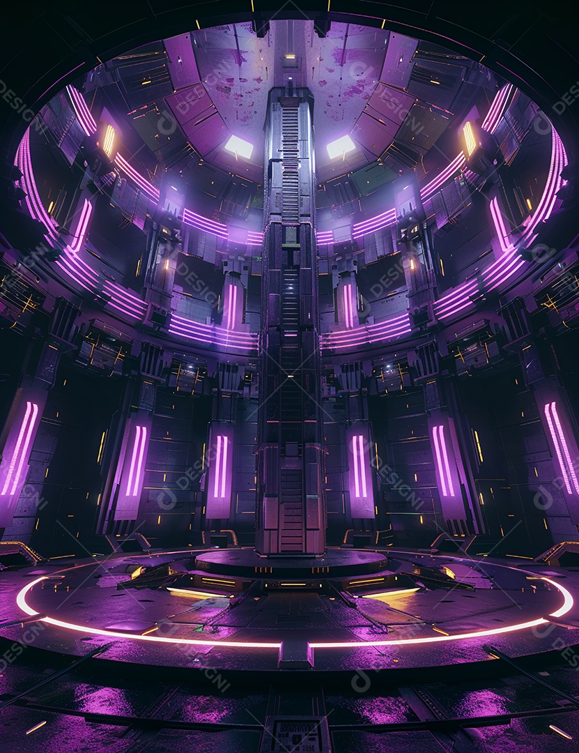 Cenário futurístico luzes coloridas de led