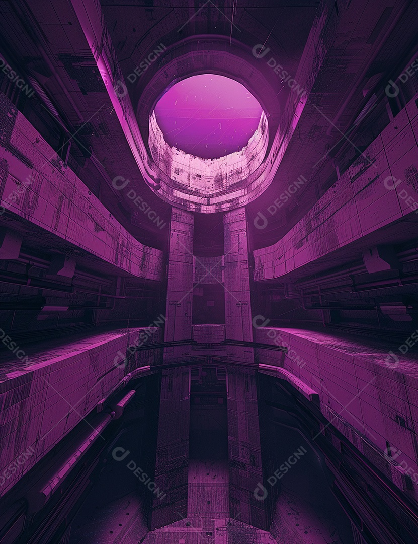 Cenário futurístico luzes coloridas de led