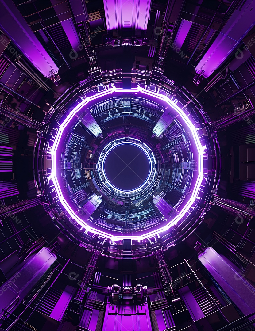 Máquina futurística com luzes de led