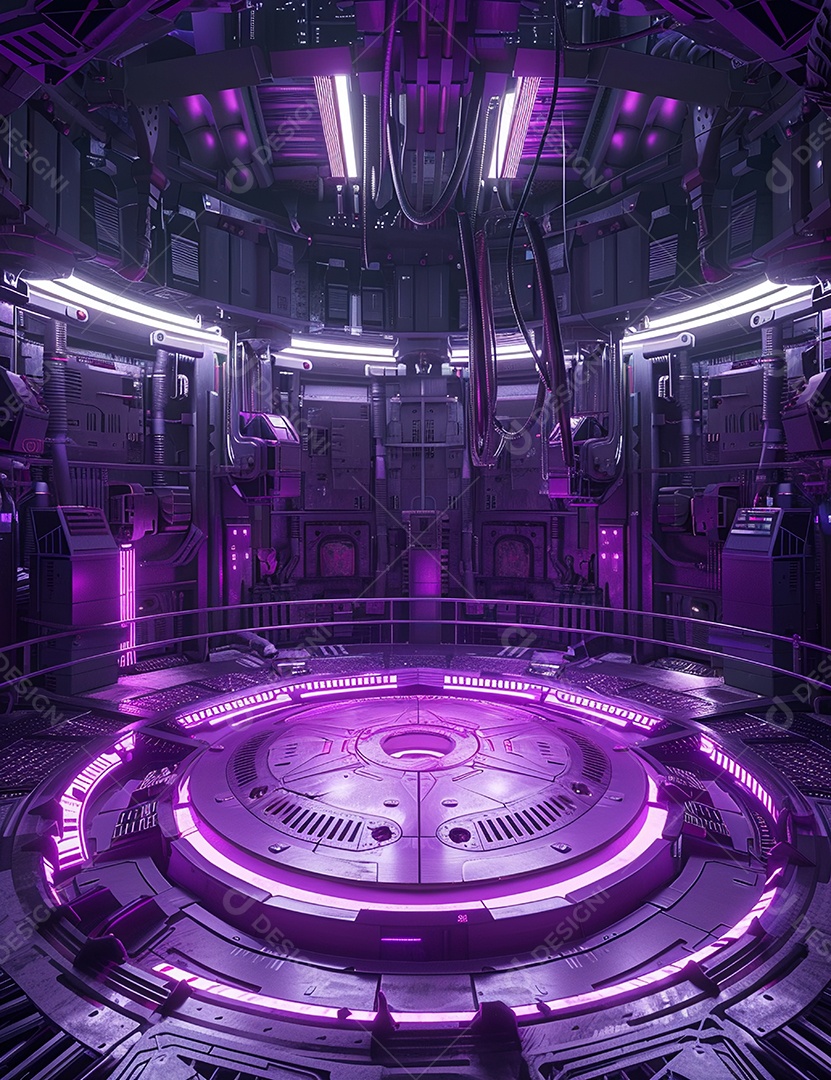 Cenário futurístico sobre fundo com luzes de led 3D