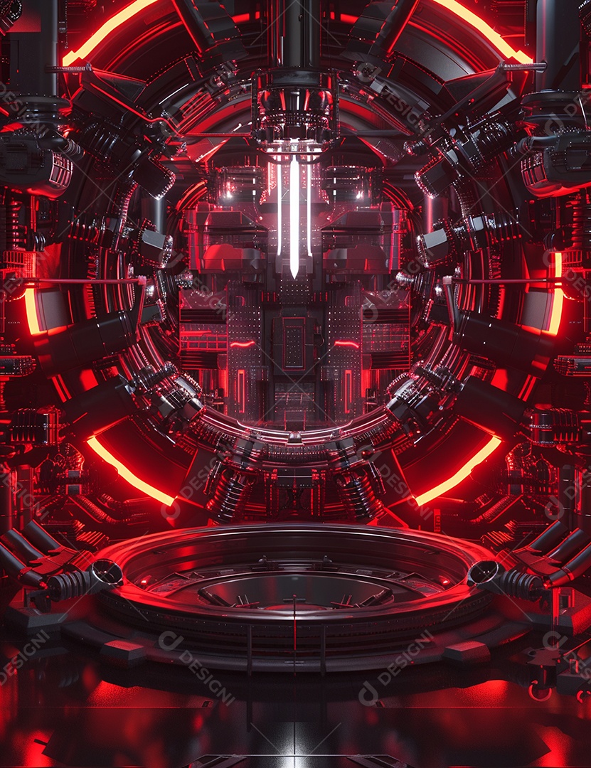 Cenário futurístico sobre fundo com luzes de led 3D