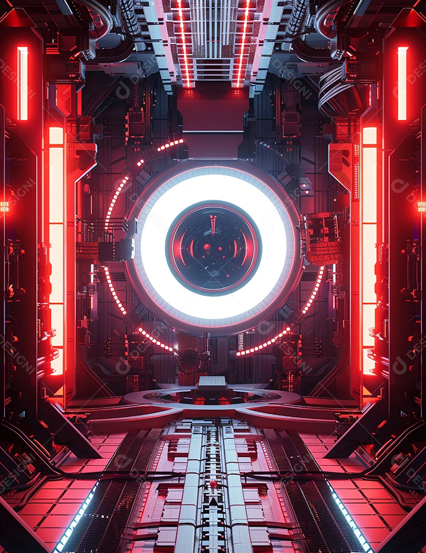 Máquina futurística com luzes de led