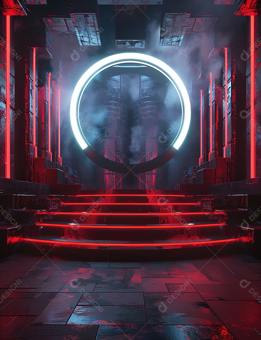 Cenário futurístico luzes coloridas de led