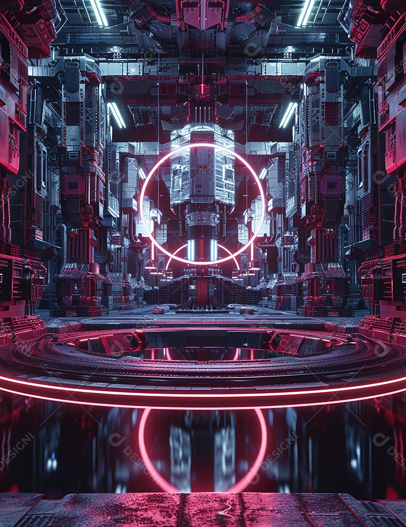 Máquina futurística com luzes de led