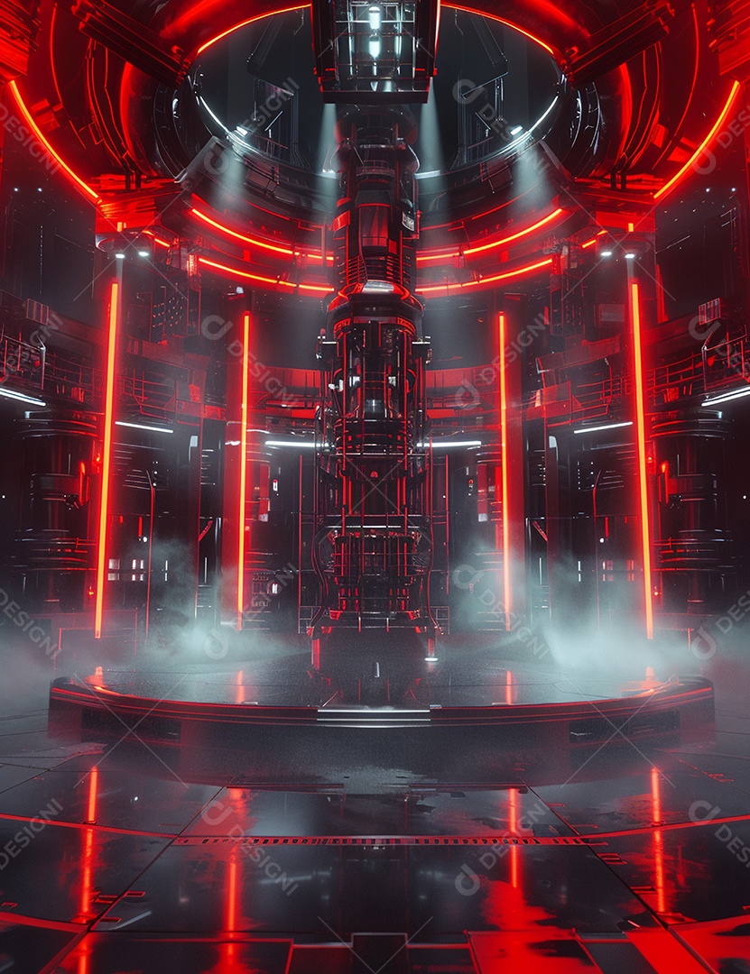 Cenário futurístico luzes coloridas de led