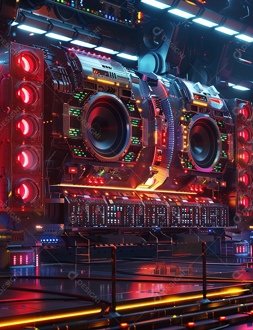 Máquina futurística com luzes de led