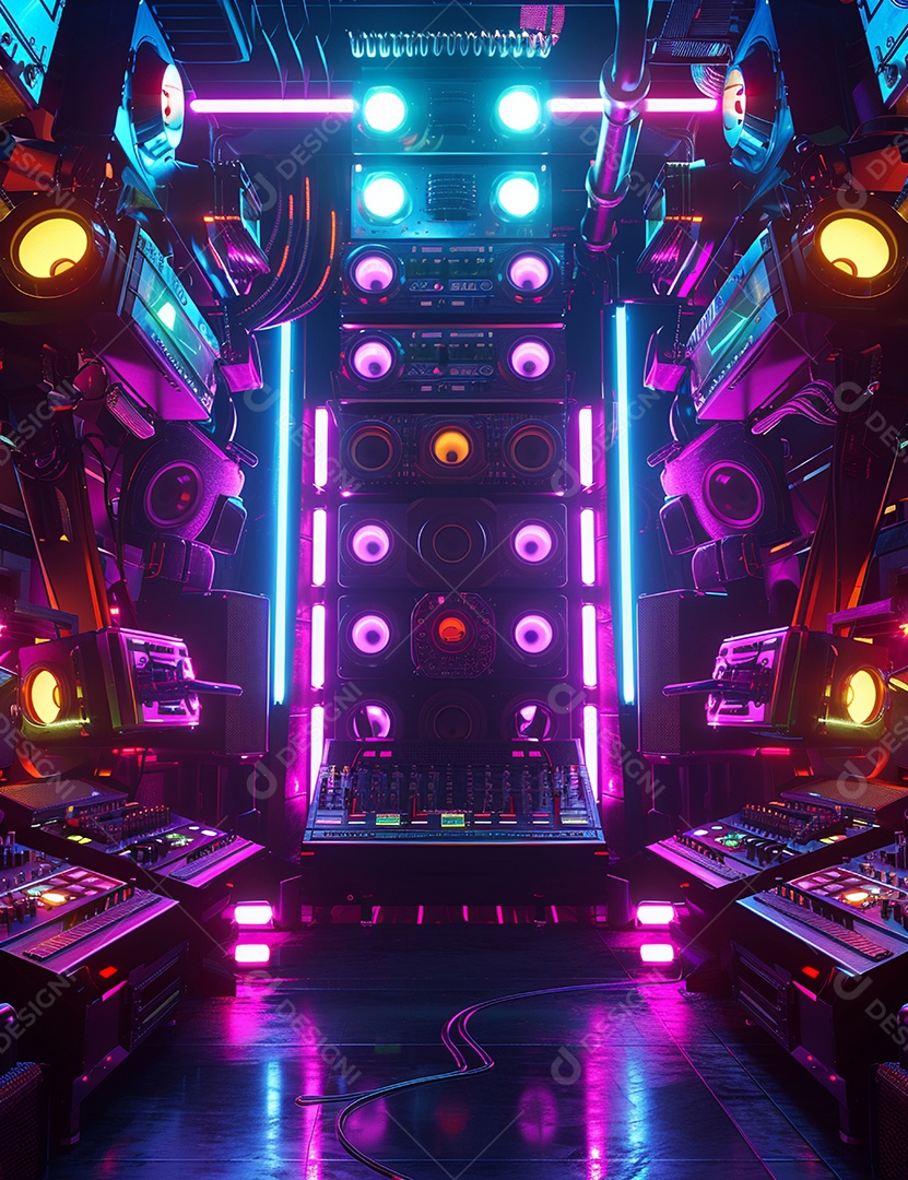 Máquina futurística com luzes de led