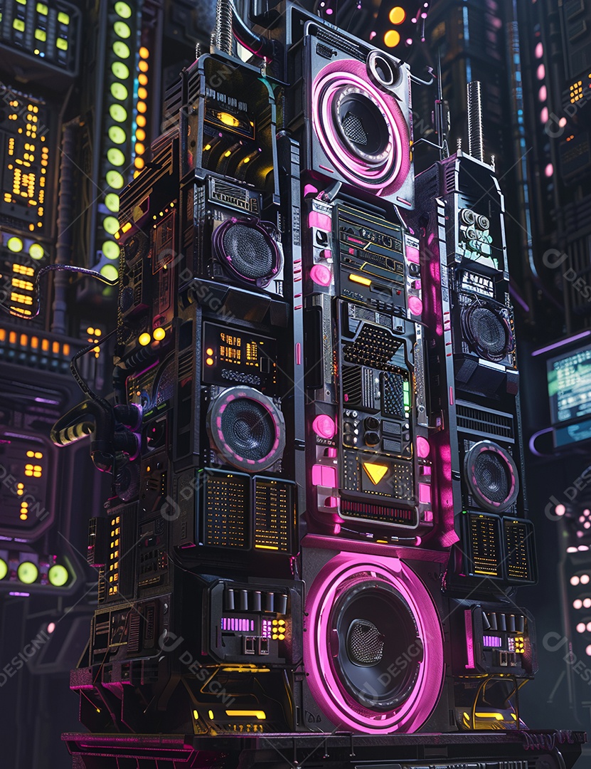 Máquina futurística com luzes de led