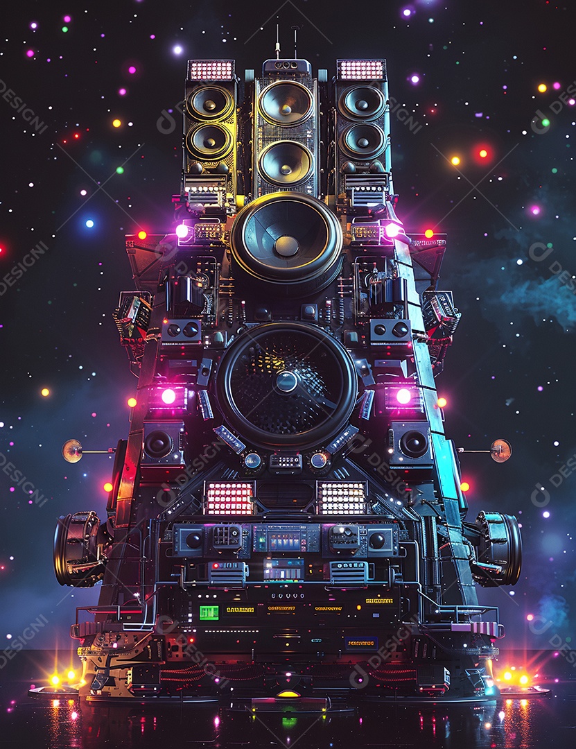 Máquina futurística com luzes de led