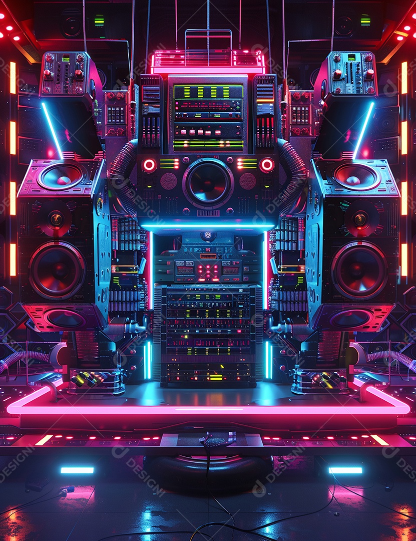 Máquina futurística com luzes de led