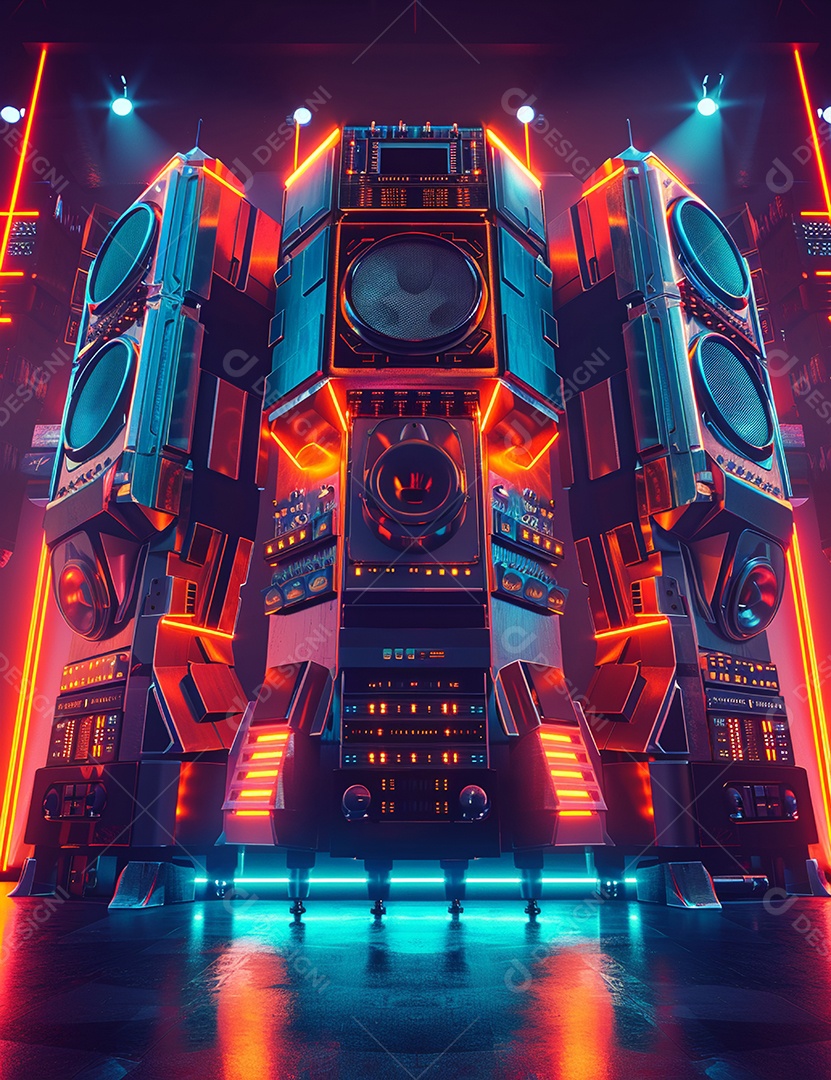 Máquina futurística com luzes de led