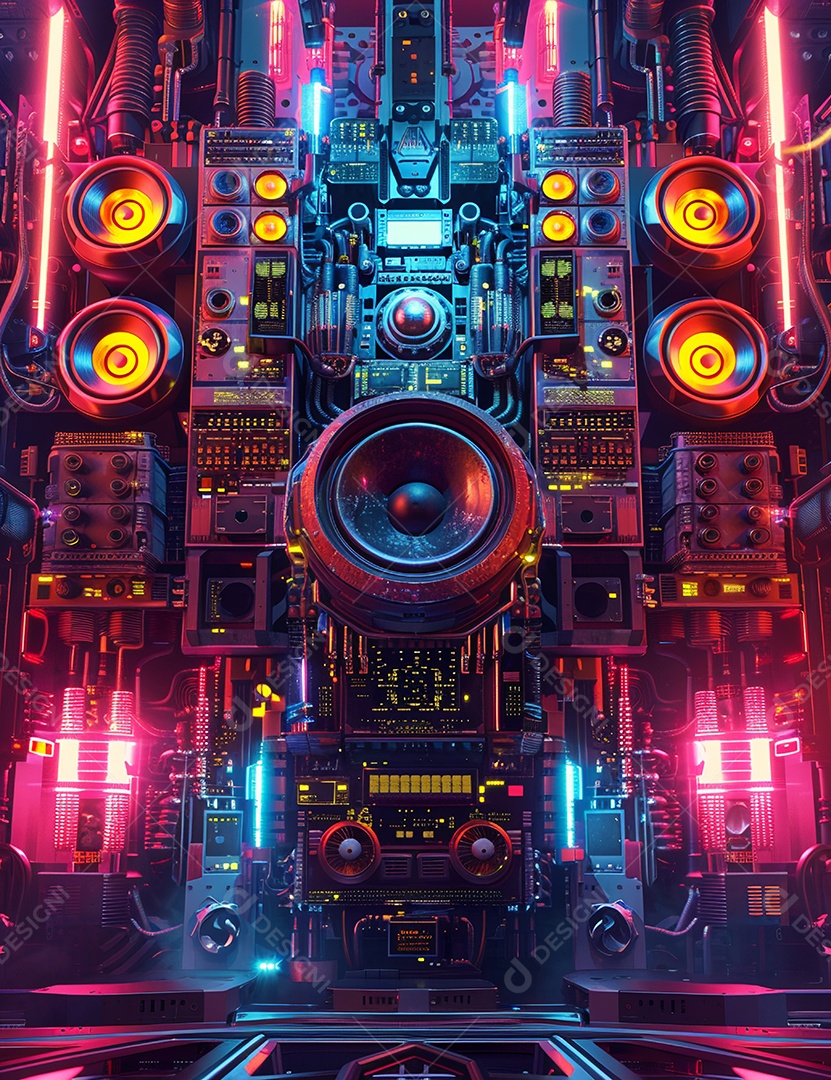 Máquina futurística com luzes de led