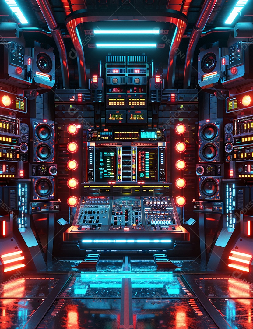 Máquina futurística com luzes de led