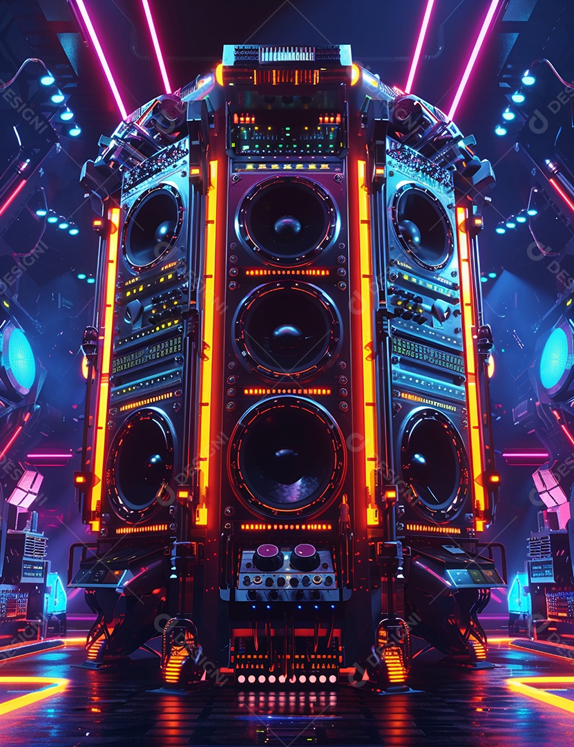 Máquina futurística com luzes de led