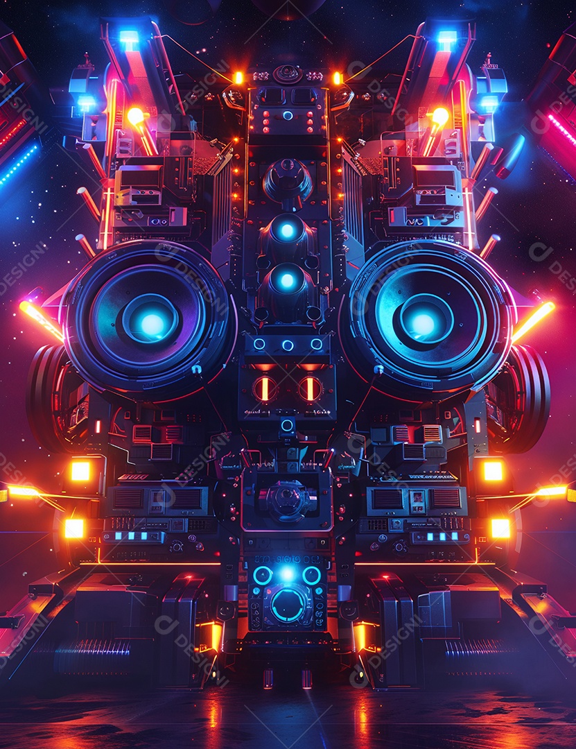 Máquina futurística com luzes de led