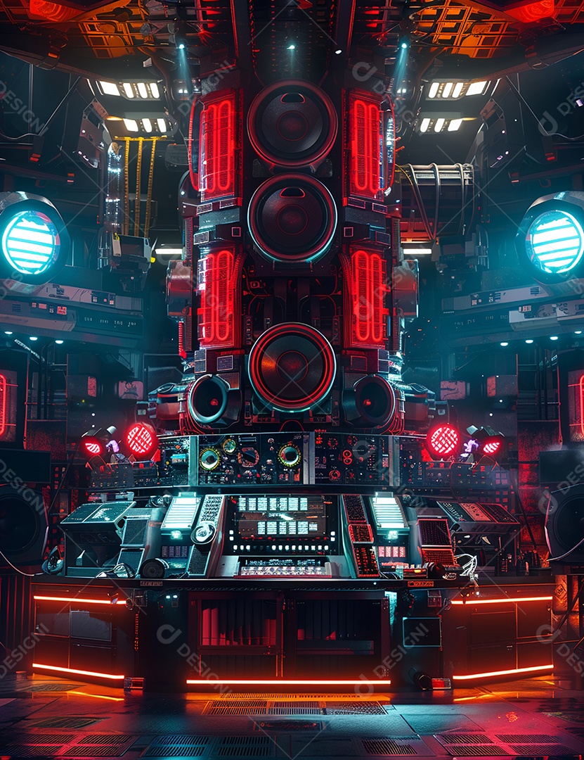 Máquina futurística com luzes de led