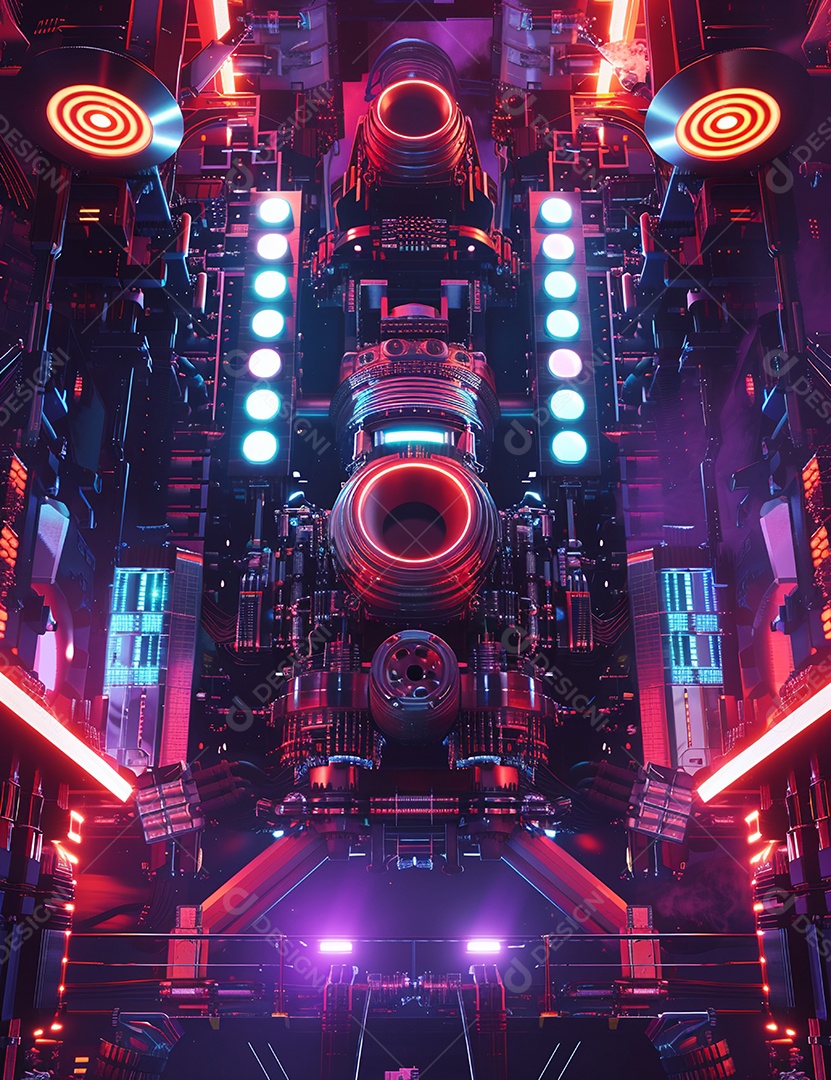 Máquina futurística com luzes de led