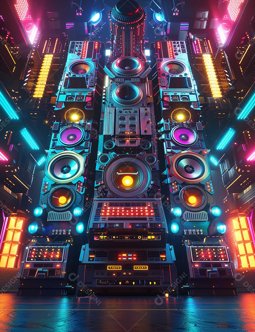 Máquina futurística com luzes de led