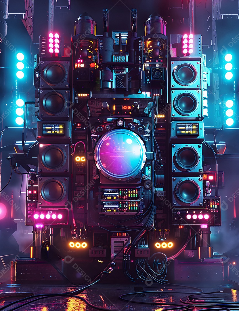 Máquina futurística com luzes de led