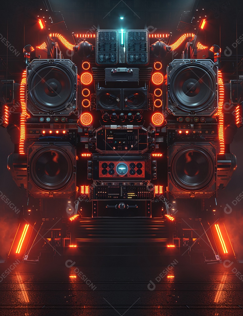 Máquina futurística com luzes de led