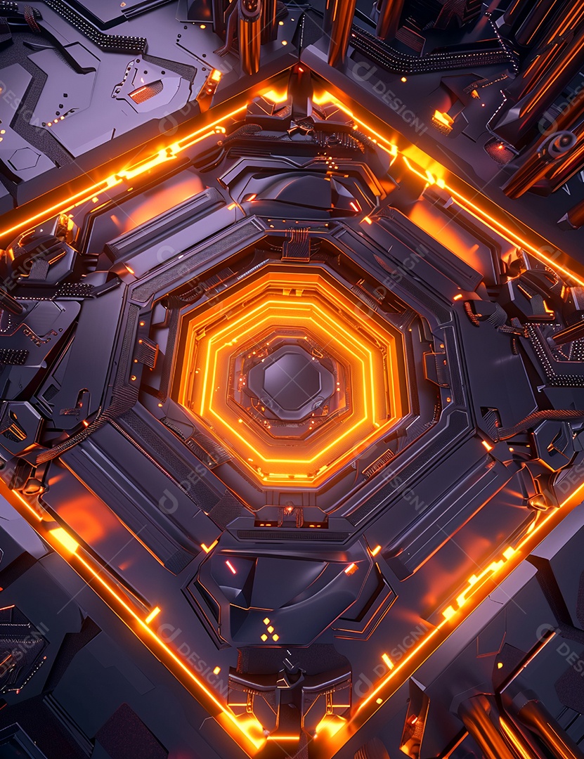 Máquina futurística com luzes de led