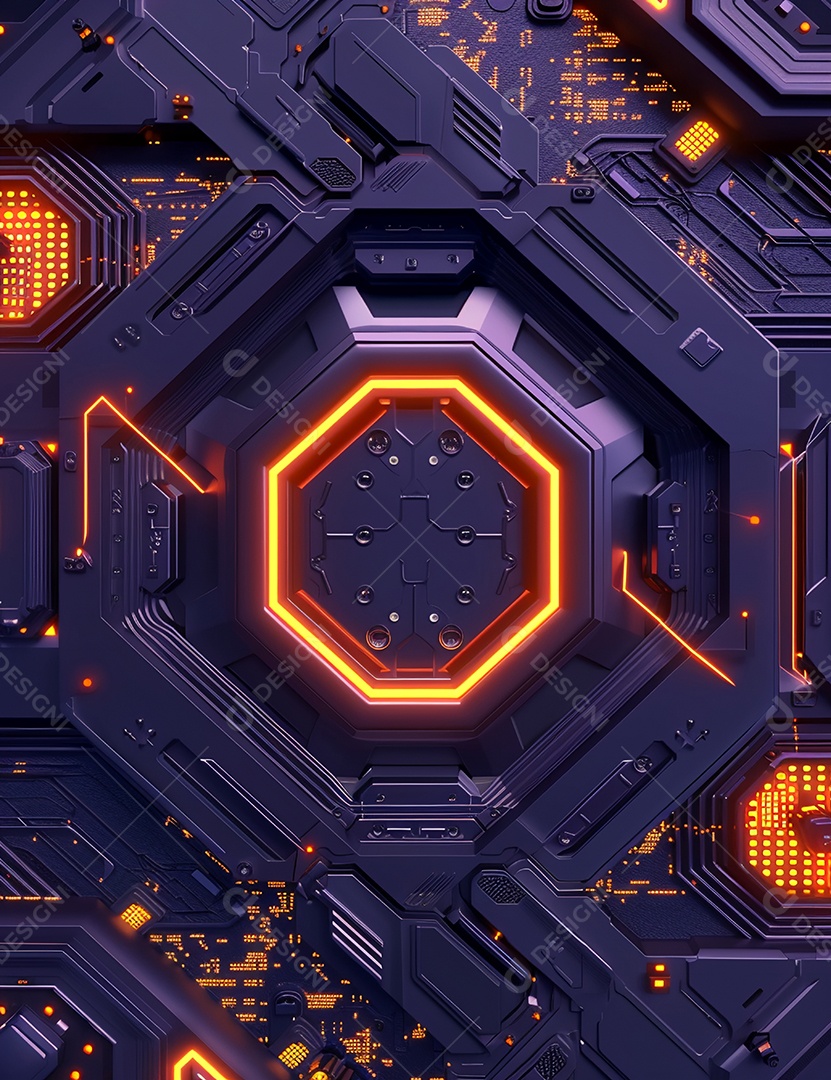 Máquina futurística com luzes de led