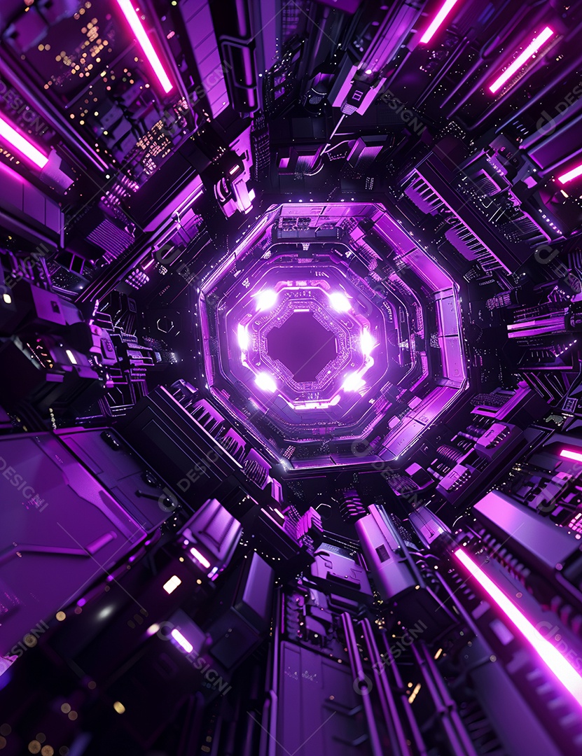 Máquina futurística com luzes de led