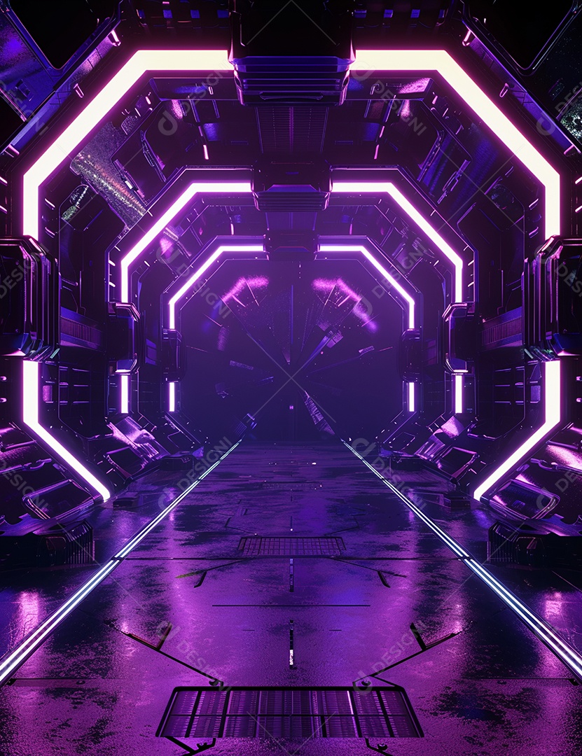 Cenário futurístico luzes coloridas de led